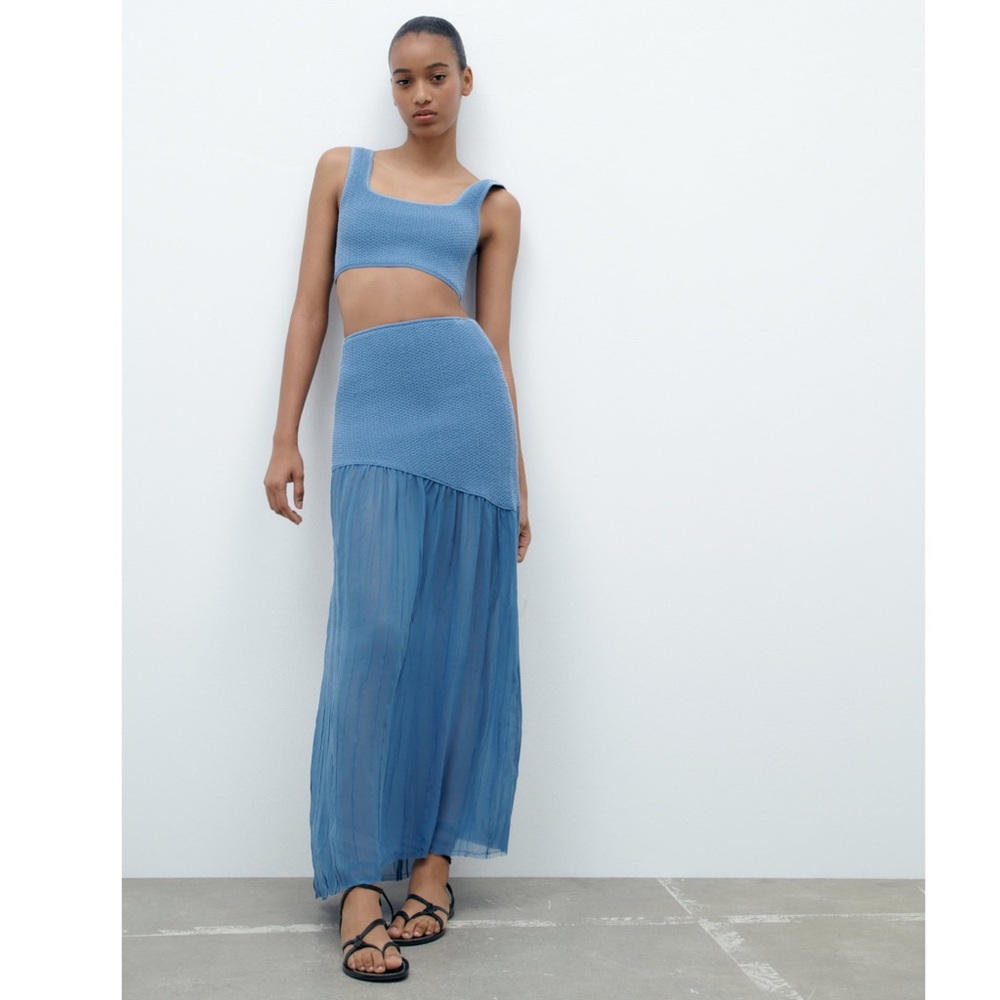 Zara MIXED TEXTURED KNIT SKIRT